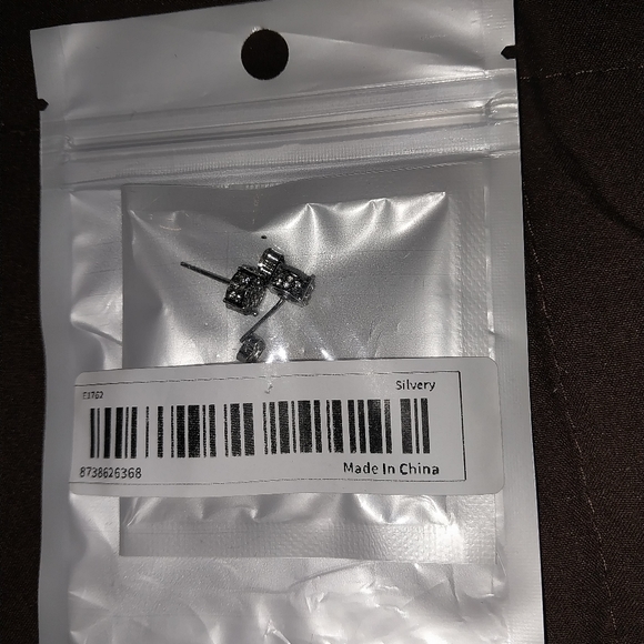 Silver Iced Out Zircon Earrings - Picture 6 of 6